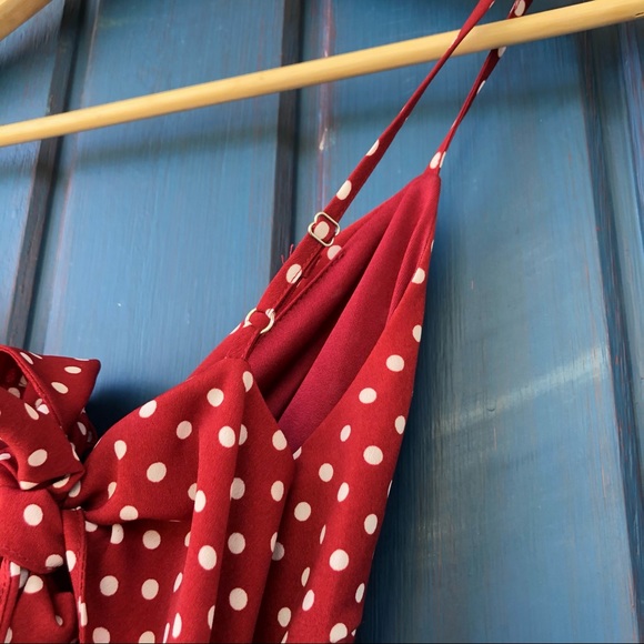 SHEIN Midi Tie Back Twist Cut Out Polka Dot Dress - Picture 5 of 7